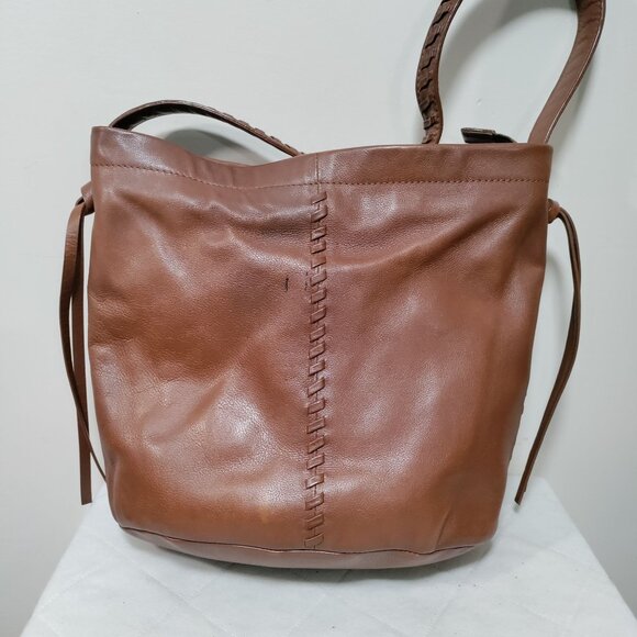 Kooba Limon Leather Woven Braided Accent Plaid Lined Hobo Shoulder Bag Brown - Picture 6 of 13